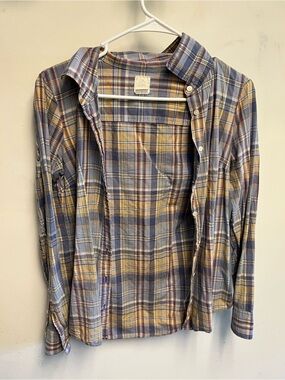 J. Crew Plaid Button-Down Shirt in Blue and Tan